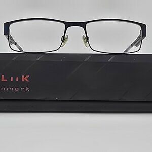 Kliik Denmark K-493 682 Blue Silver Rectangular Eyeglasses Frame w/ Case 51mm